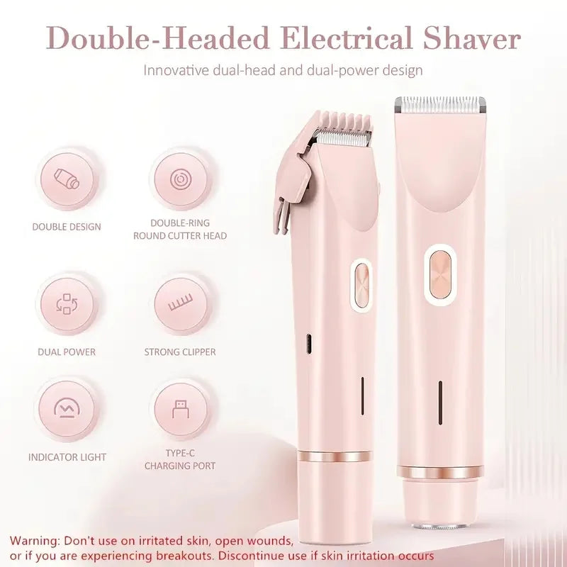 2-in-1 dual head women's electric shaver, women's electric hair clipper, women's electric trimmer, ideal New Year gift