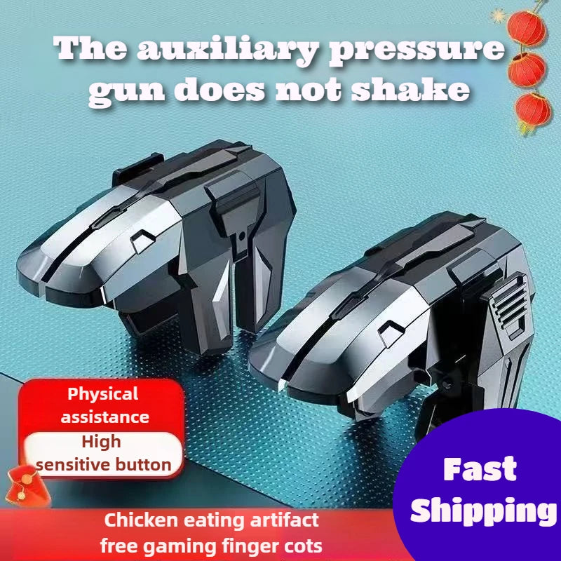 M01 ABS+Alloy 6 Finger Mobile Game Trigger for PUBG Aim Shooter L1 R1 Key Button Gamepad Controller for IPhone Android Universal