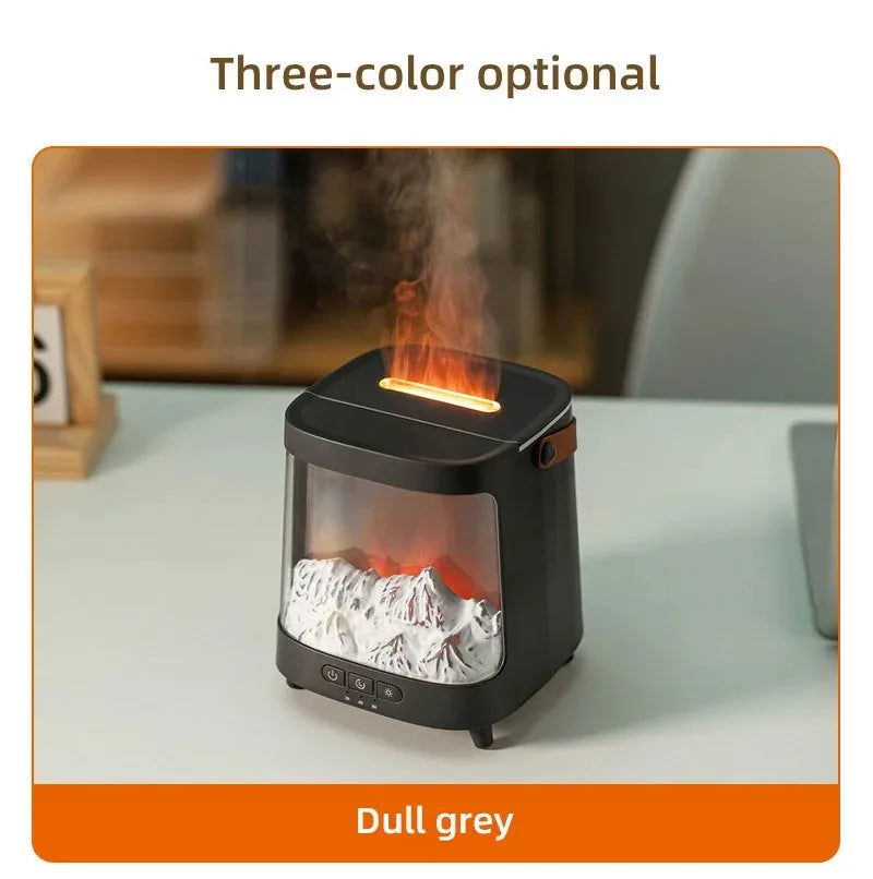 D631 Aurora Flame Humidifier Essential Oil Diffuser 200ml LED Light Remote Control Timing Spray USB-C