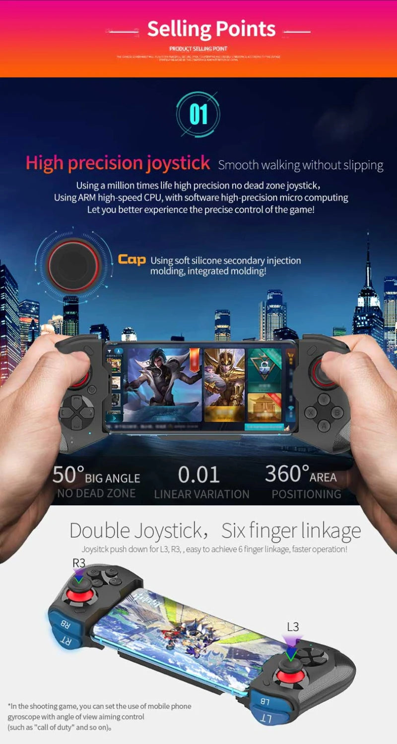 Cell Phone Gamepad Joystick For iPhone Android Control Bluetooth Controller Trigger Pubg Mobile Game Pad Gaming Cellphone Mando