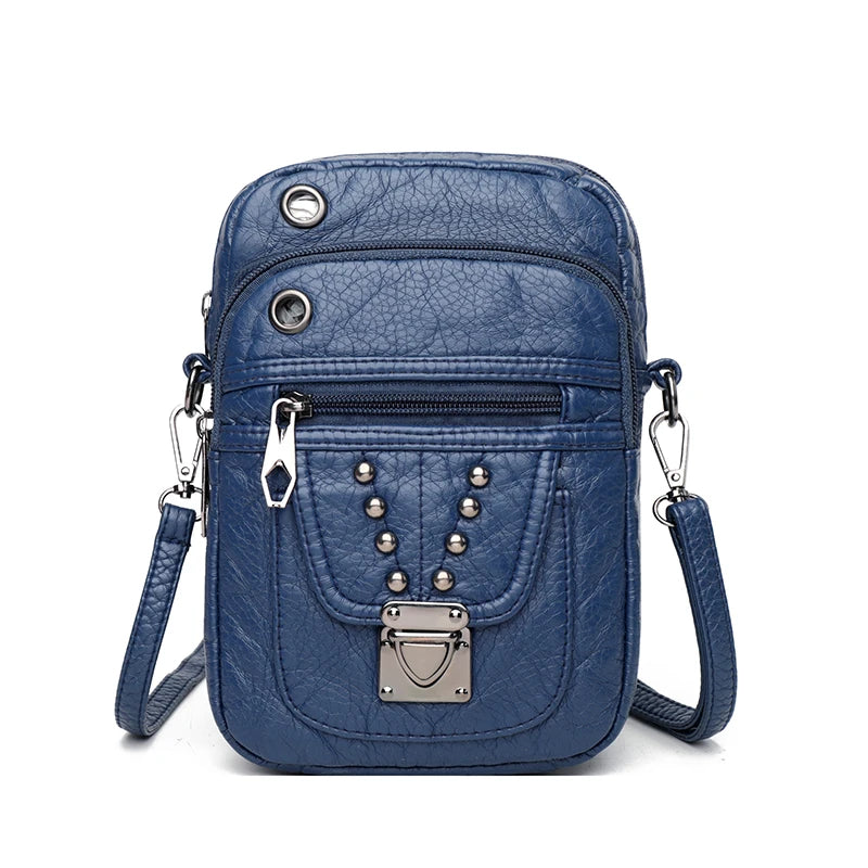 Mobile Phone Bag for Women 2024 New Fashion Soft Leather Diagonal Straddle Small Bag Multi layered Mini Zero Wallet Versatile Li