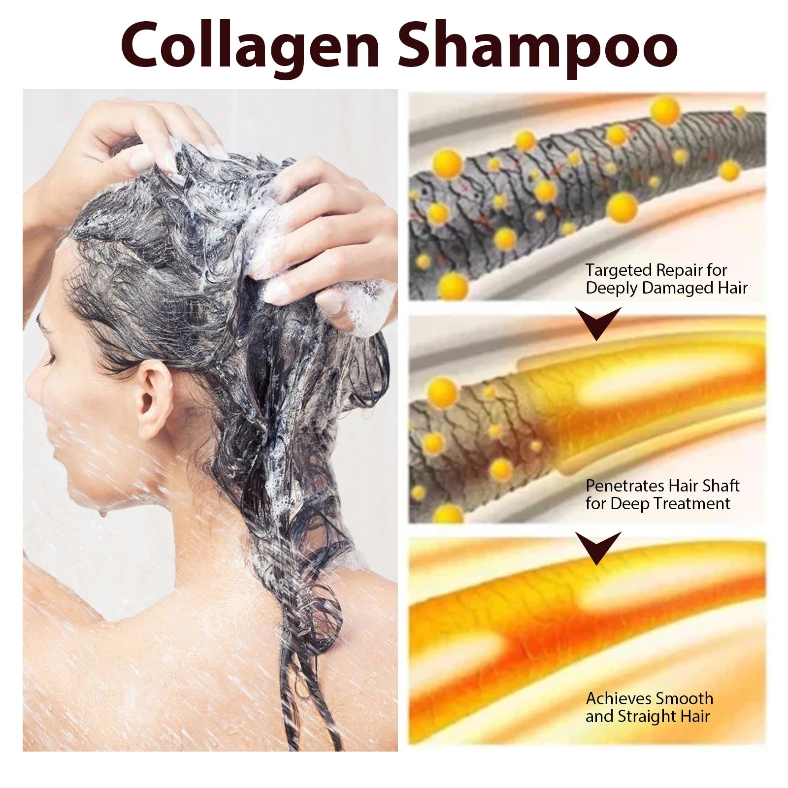 Collagen Shampoo&Mask&Essential Oil Hair Care Set Nourishing Repairing Damaged Dry Frizzy Split Hair Smoothing Shiny Hair Care