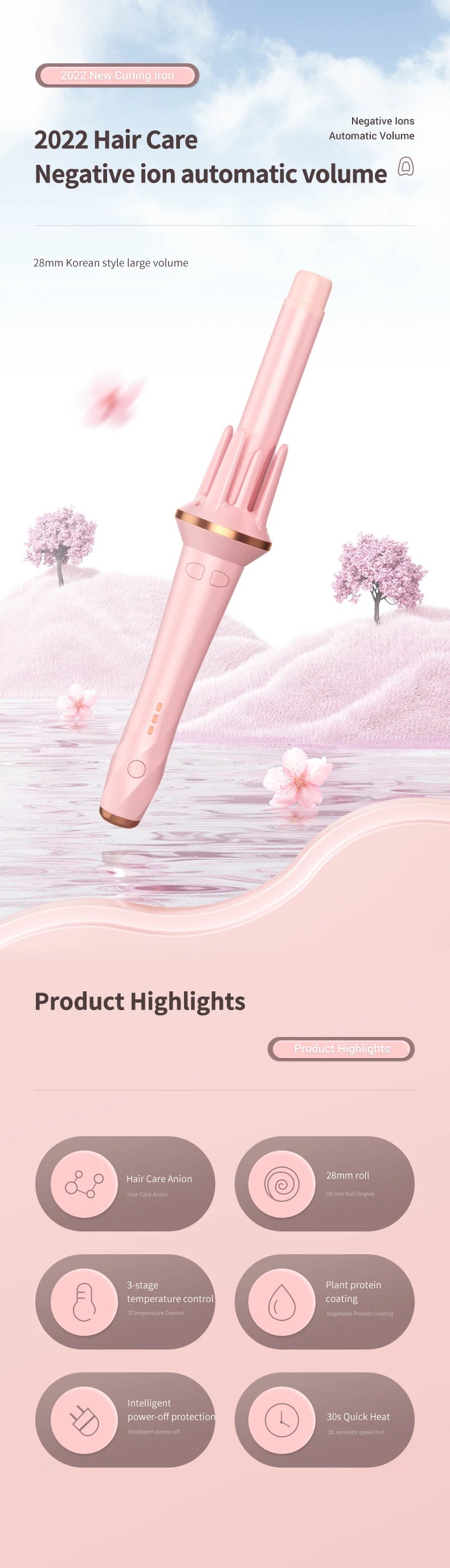 Automatic Hair Curler 28mm/32mm Large Wave Curling Iron Anion Fast Heating Professional Styling Curlers Curling Wand Hair Waver