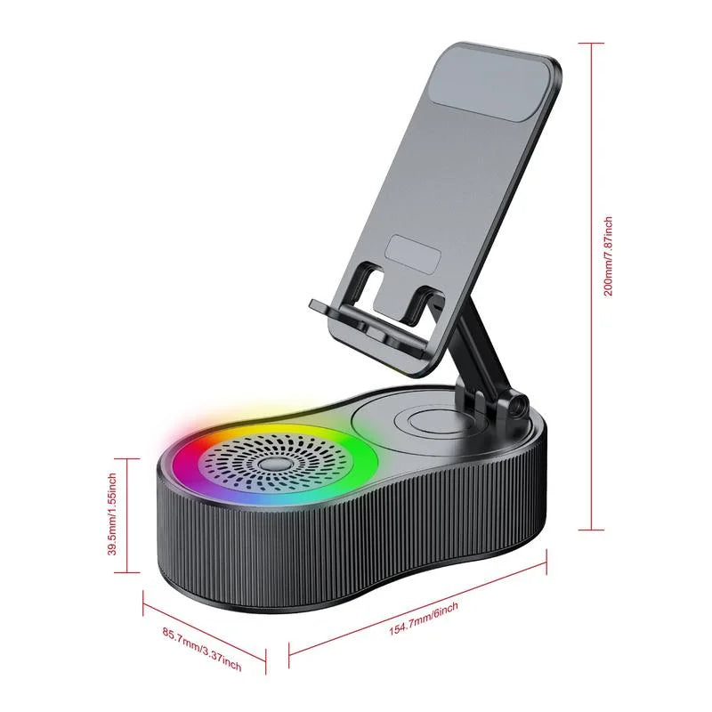 New Cell Phone Holder Stand With LDE Light Bluetooth Speaker Adjustable Tablet Bracket Support Portable Wireless Loudspeaker
