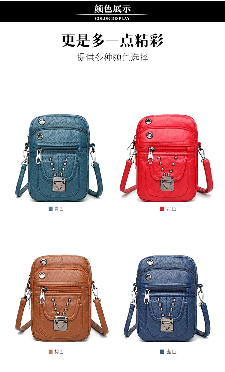 Mobile Phone Bag for Women 2024 New Fashion Soft Leather Diagonal Straddle Small Bag Multi layered Mini Zero Wallet Versatile Li