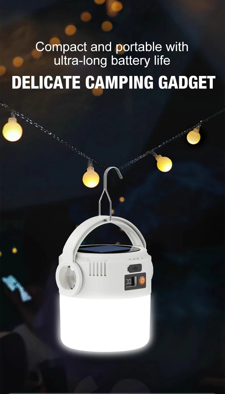 Solar LED outdoor camping lamp portable lamp configuration hook supports TYPE-C charging.