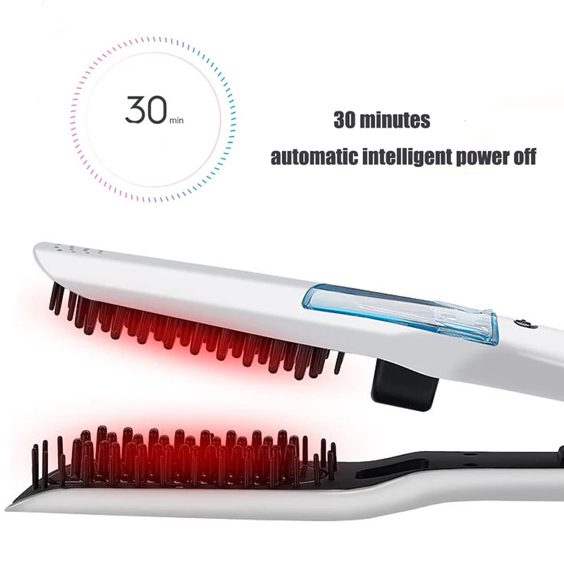 Professional Hair Straightener Brush Heating Hot Hair Combs Dual Voltage Titanium Curling Iron Steam Flat Iron