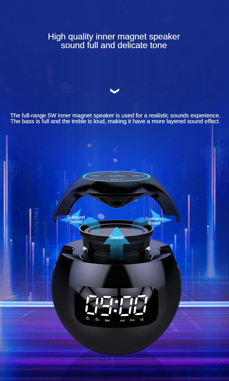 G90 New Clock Colorful Bluetooth Speaker Mini Portable Household Ball Card Lock and Load Spray Bluetooth Speaker