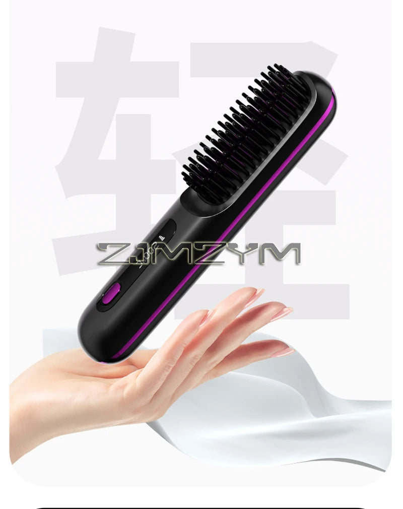 20Seconds Quick Heat Hair Straighter Liquid Crystal Cordless Straight Comb Anti-Scald Styling Brush Negative Ion Curly Hair Tool