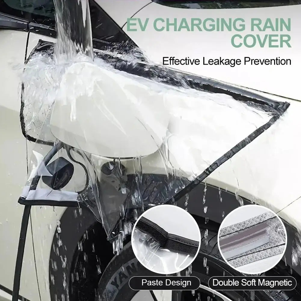 EV Charger Plug Rain Cover Magnet Transparent Charging Port Waterproof Protective Cover  Car Charging Accessories