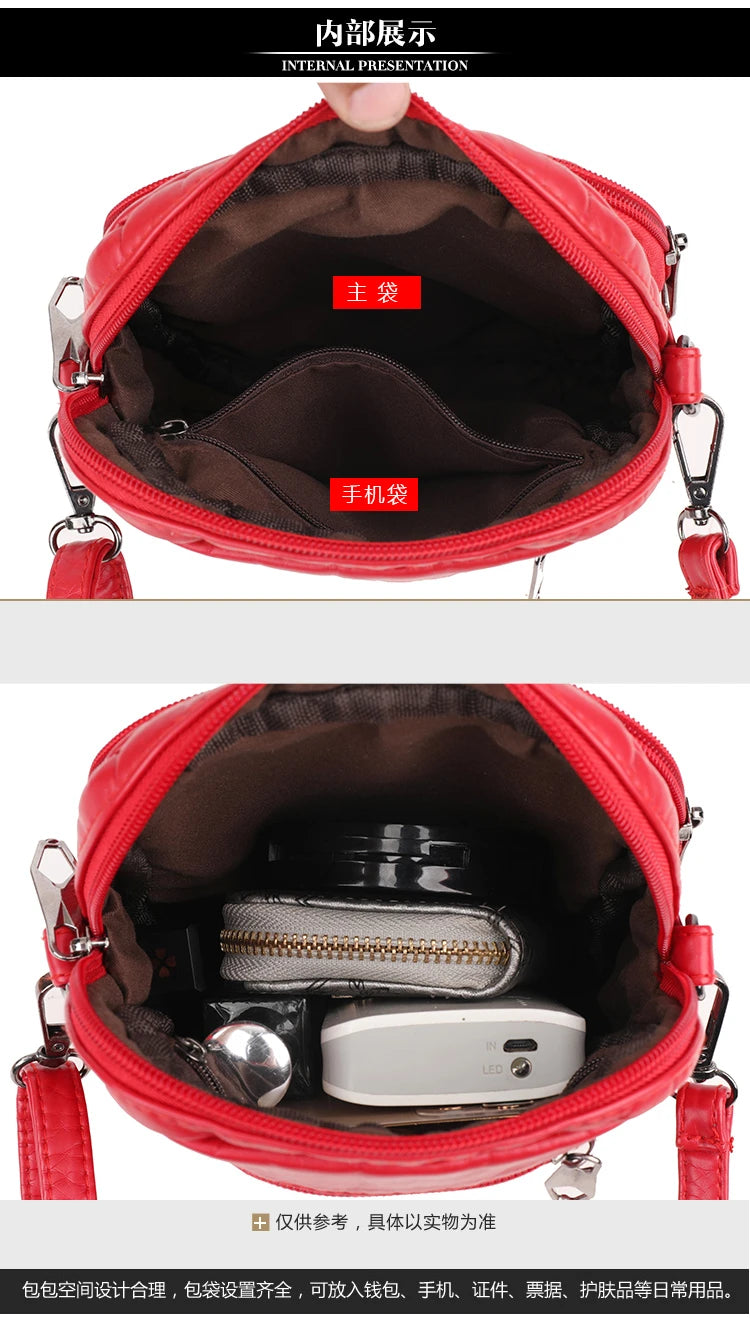 Mobile Phone Bag for Women 2024 New Fashion Soft Leather Diagonal Straddle Small Bag Multi layered Mini Zero Wallet Versatile Li