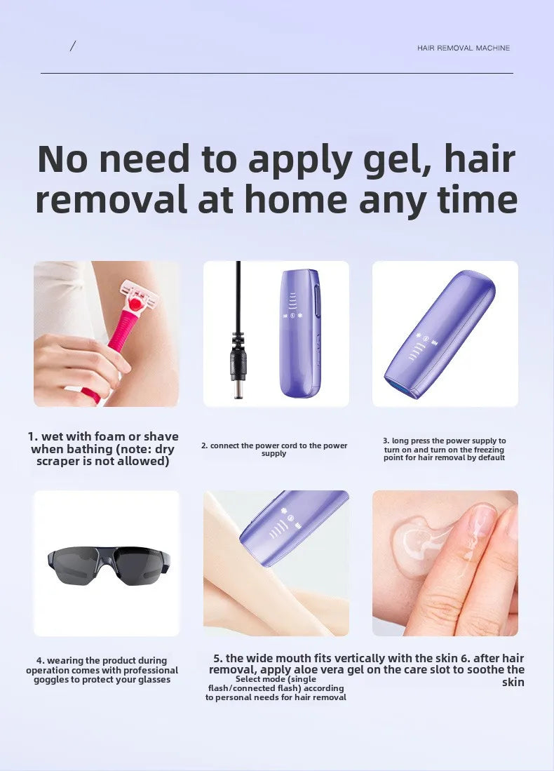 Portable IPL Laser Hair Removal Device with Ice Cooling System Painless for Smooth Skin