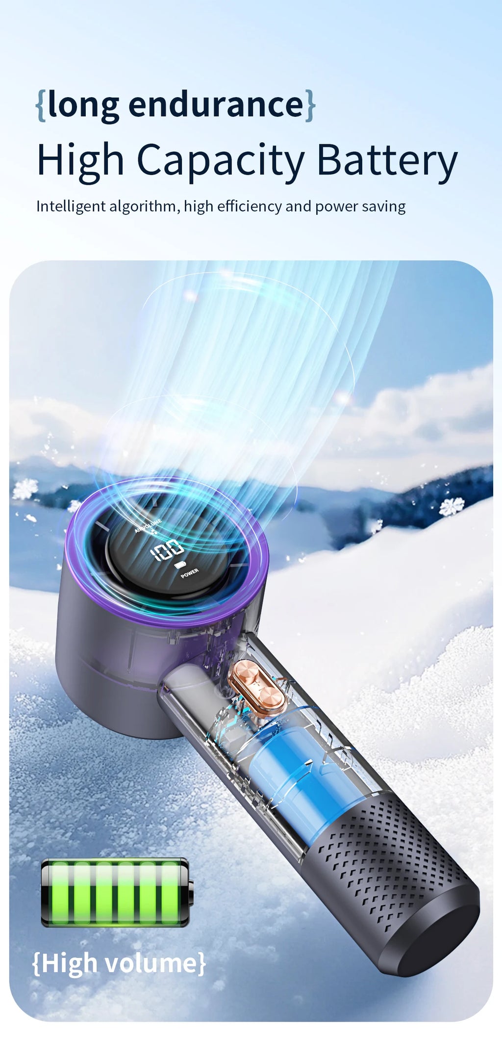 Handheld high-speed fan mini portable air conditioner with six fans and 199 levels of infinite adjustment