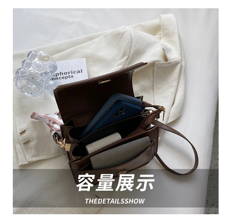 Leather Shoulder Bag Purse for Women - Fashion Crossbody Bags Underarm Bag Small Square Satchel Handbag