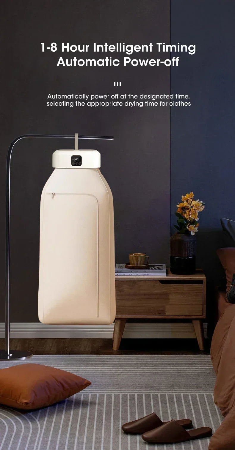Mini Portable Dryer Foldable Electric Dryer Intelligent Timed Fast Drying Household Cabinet with Drying Bag Compact Travel Style