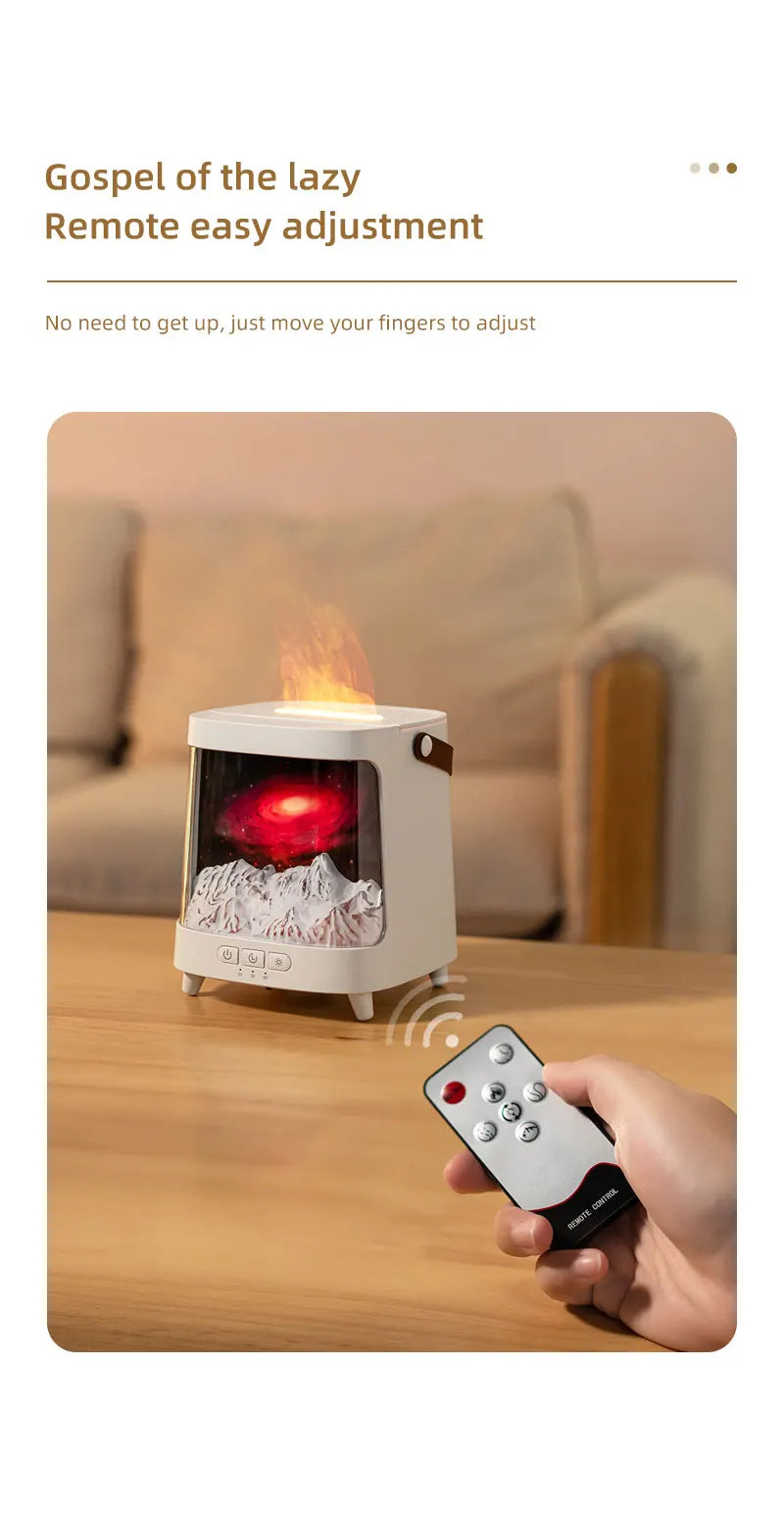 Portable Table Light With Flame Aroma Humidifier For Bedroom Decoration Galaxy Atmosphere Colorful Flame Night Light For Room