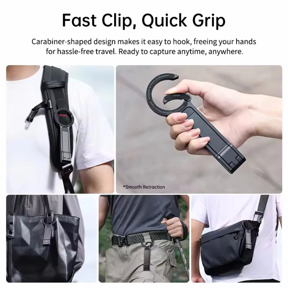 Magnetic Ring Plastic Phone Holder with Adjustable Ring Magnetic Buckle Foldable Phone Holder for Magsafe Mountaineering Buckle
