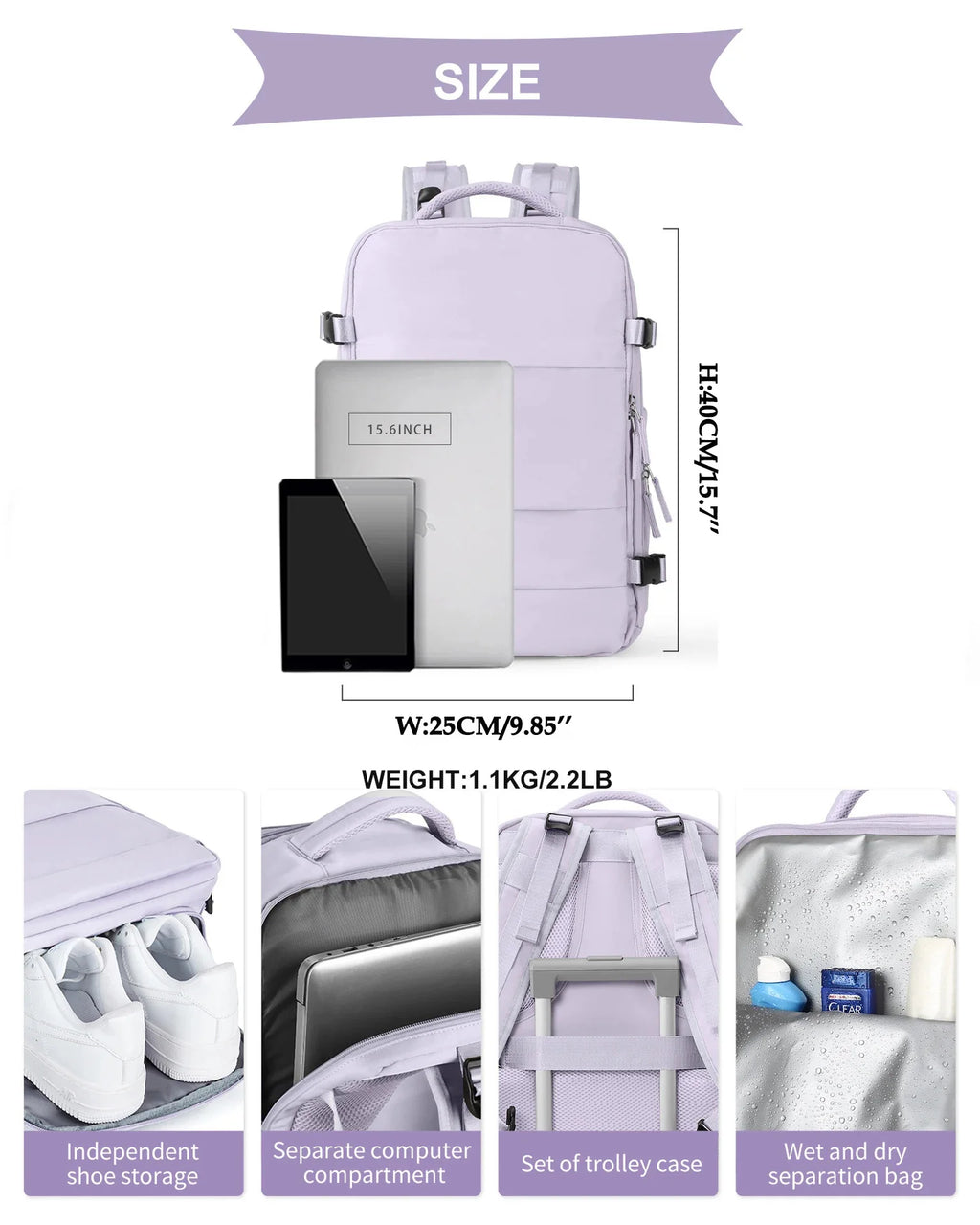 Buylor 40x25x20 Travel Backpack For Women Airplane Cabin Luggage Backpack Carry On 14inch Laptop Backpack Casual SchoolBackpack