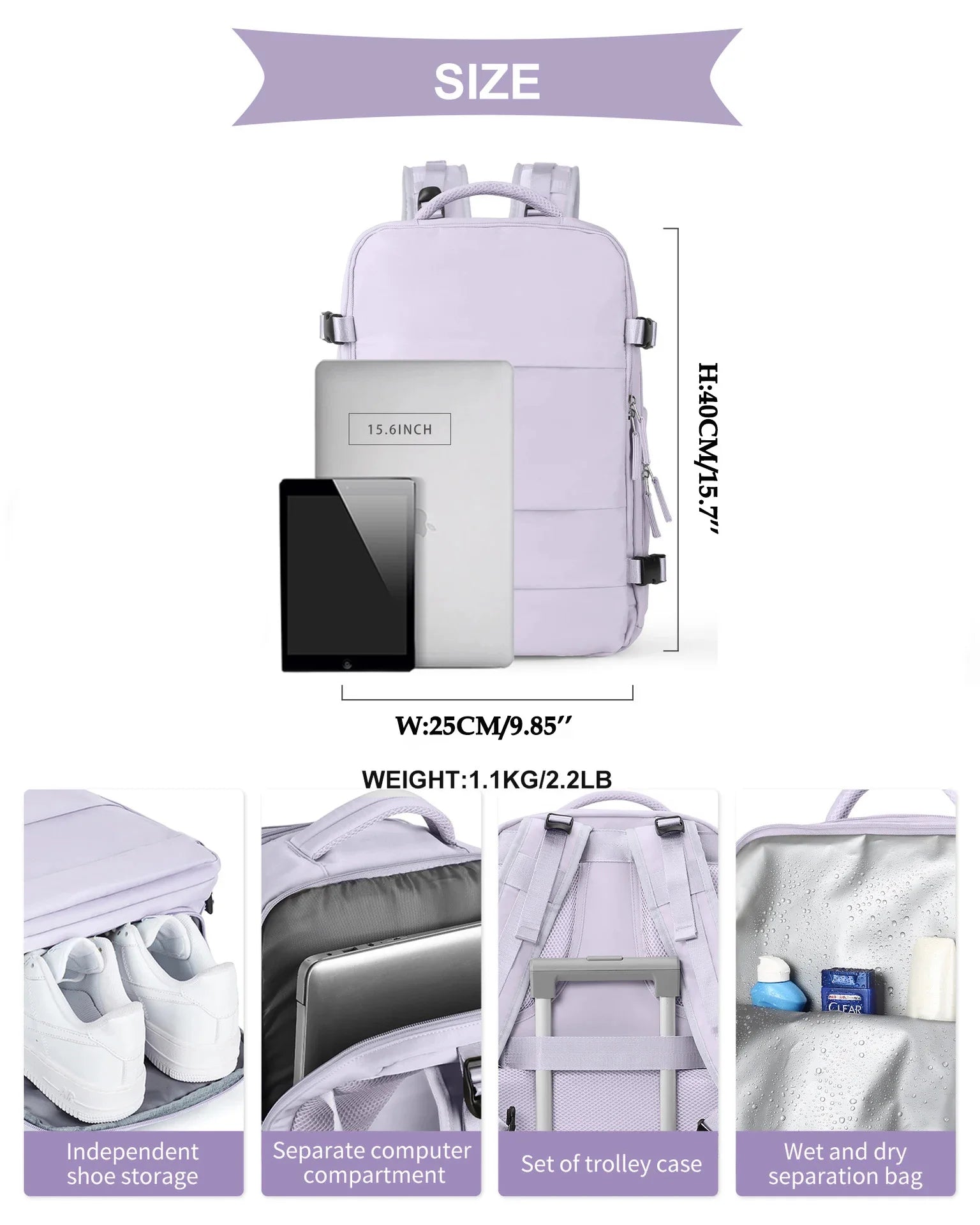 Buylor 40x25x20 Travel Backpack For Women Airplane Cabin Luggage Backpack Carry On 14inch Laptop Backpack Casual SchoolBackpack