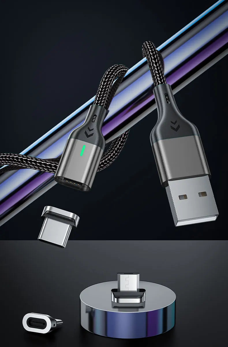 AUFU Magnetic Charge Cable 3A Fast Charging USB Type C Cable Magnet Micro USB Data Charging Wire Mobile Phone for iPhone Xiaomi