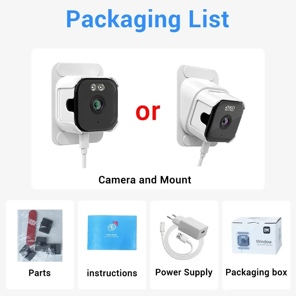 5MP Window Camera 5GHz WiFi Indoor Cameras For Home Security Color Night Vision Motion Detection 24/7 Recording Quick Install