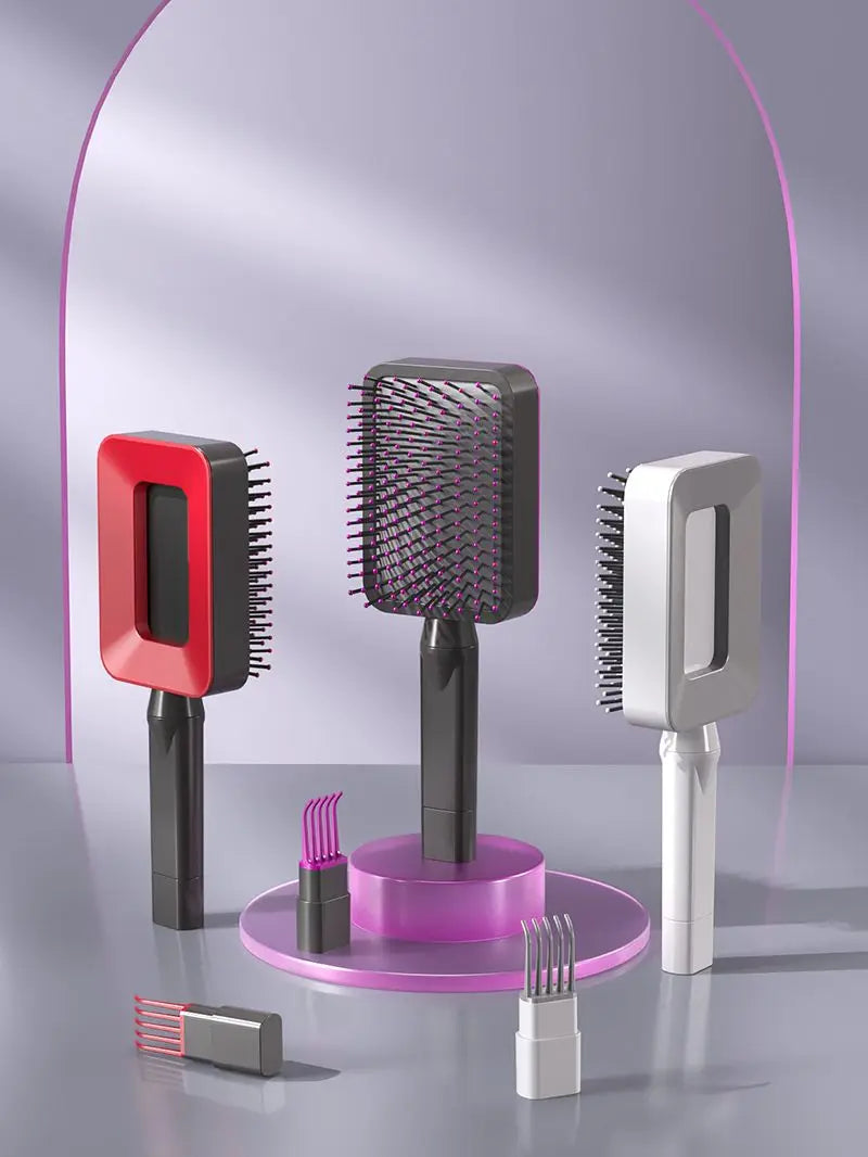 Central Airbag Hair Comb Self Cleaning Detangling Hair Brush For  Women Smooth Anti-Static Scalp Massage Hairbrush Dropshipping