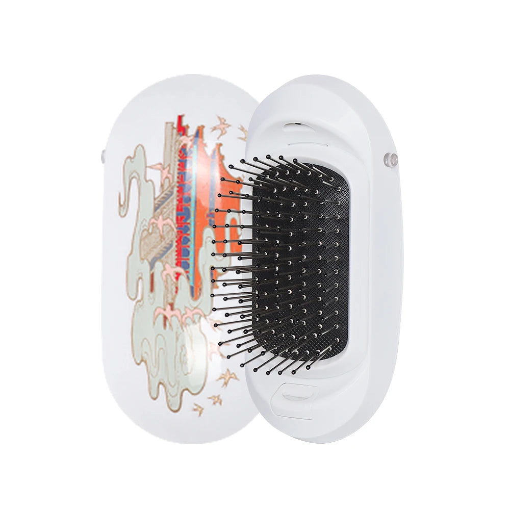 2.0 Portable Ionic Hairbrush Dropshipping Niche Product Double Negative Ions Hair Brush With Pattern Hair Scalp Massage Comb