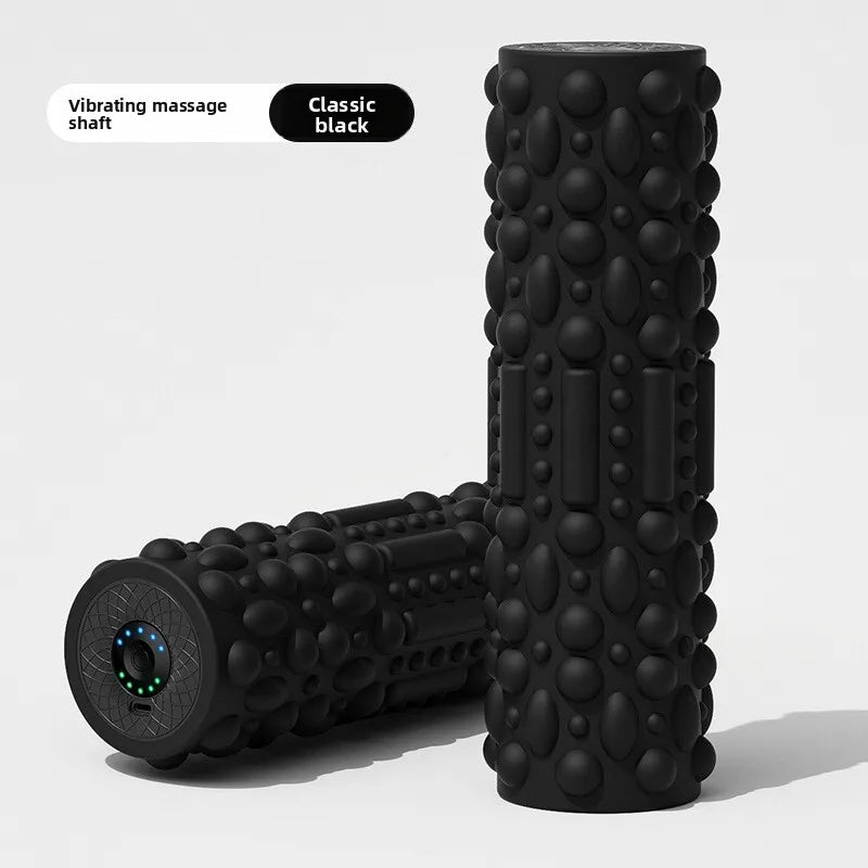 Electric Vibrating Foam Roller - Rechargeable Full Body Muscle Massager with Timer for Yoga Fitness Pain Relief Portable Massage