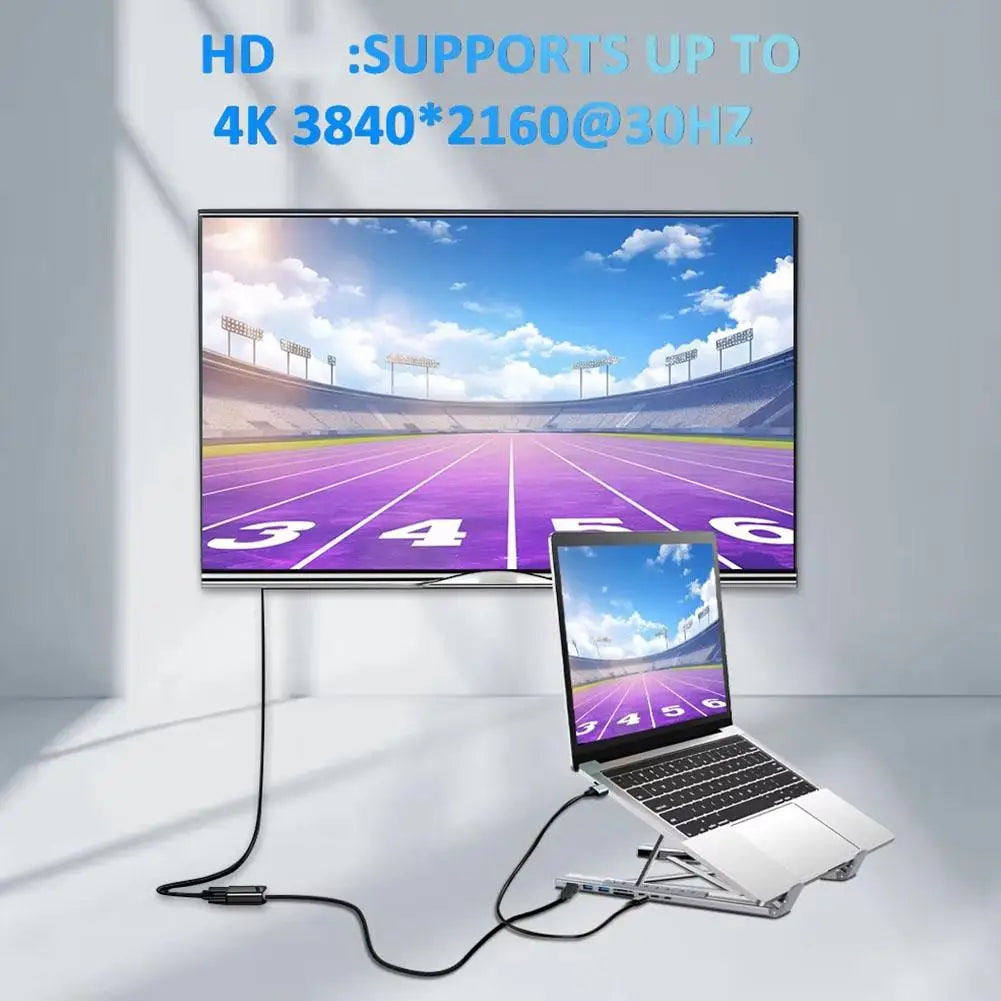 Laptop Docking Station Stand USB C Dock Tablet Laptop Holder with 4K HDMI 2 Type-C PD 100W Dock Station for MacBook E2H6