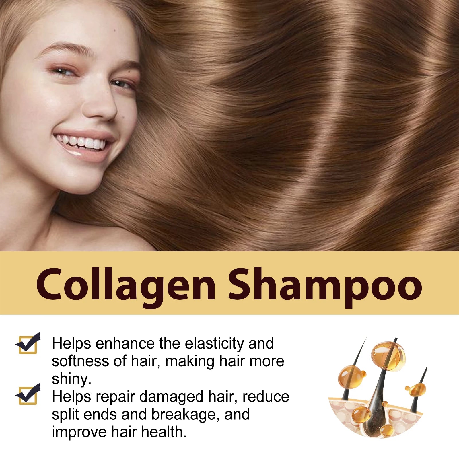 Collagen Shampoo&Mask&Essential Oil Hair Care Set Nourishing Repairing Damaged Dry Frizzy Split Hair Smoothing Shiny Hair Care