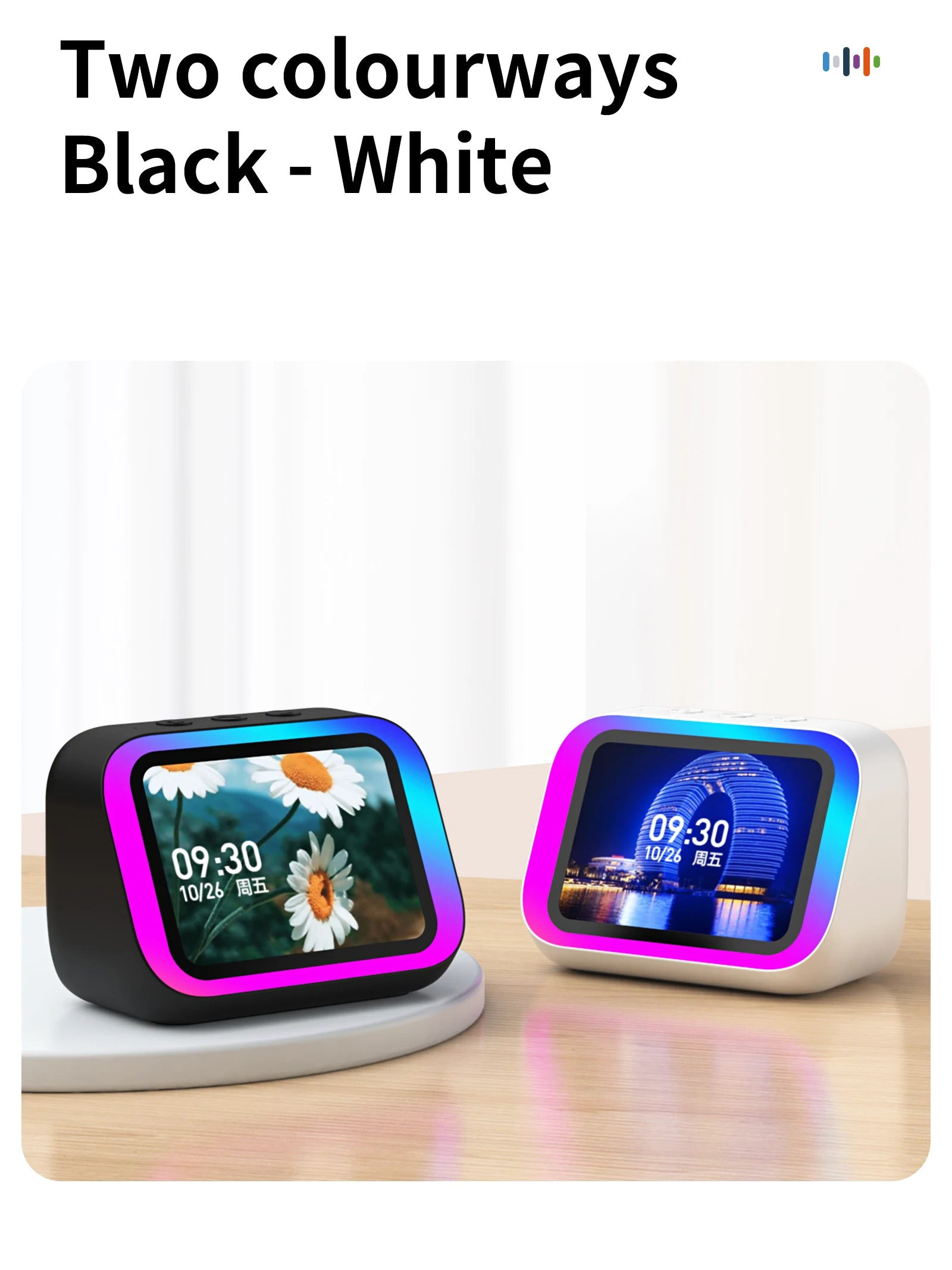 AI Smart Bluetooth 5.4 Speaker Voice assistant HDTouch Screen Display Electronic Album Alarm Clock Hi-fi Stereo Sound