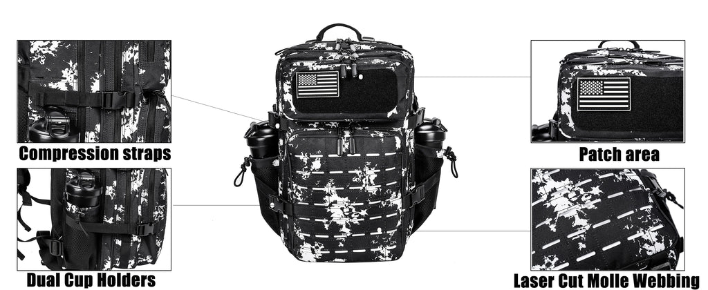 LHI 25L/35L/45L Gym Backapck Tactical Athlete Sports Fitness Bag Exercise Workout Weekend Travel Daypack with Bottle Holder