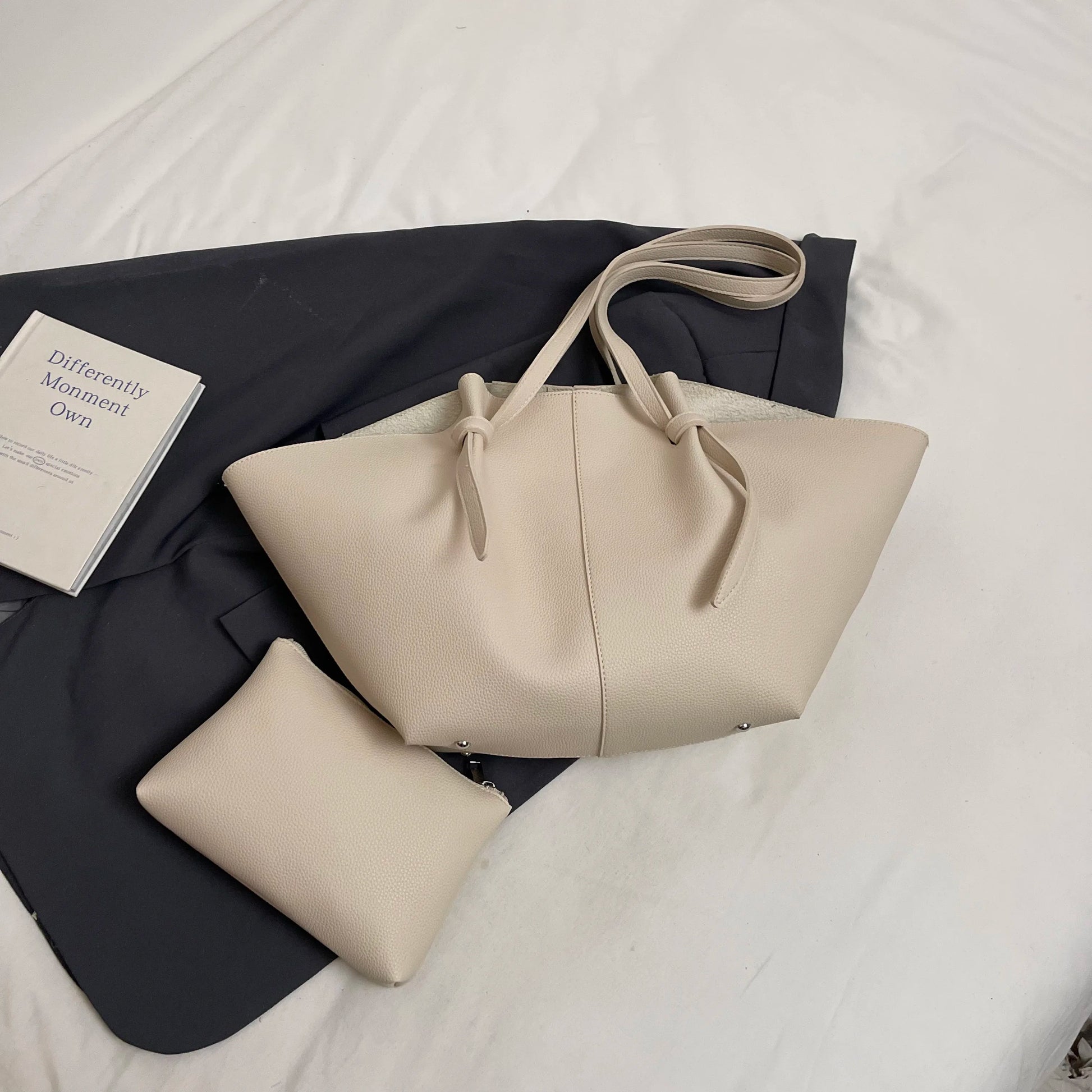 Branded Designer Shoulder Tote Bags For Women Soft PU Leather 2-IN-1 Big Capacity Shopper Tote Set 2025 Luxury Designer Handbags