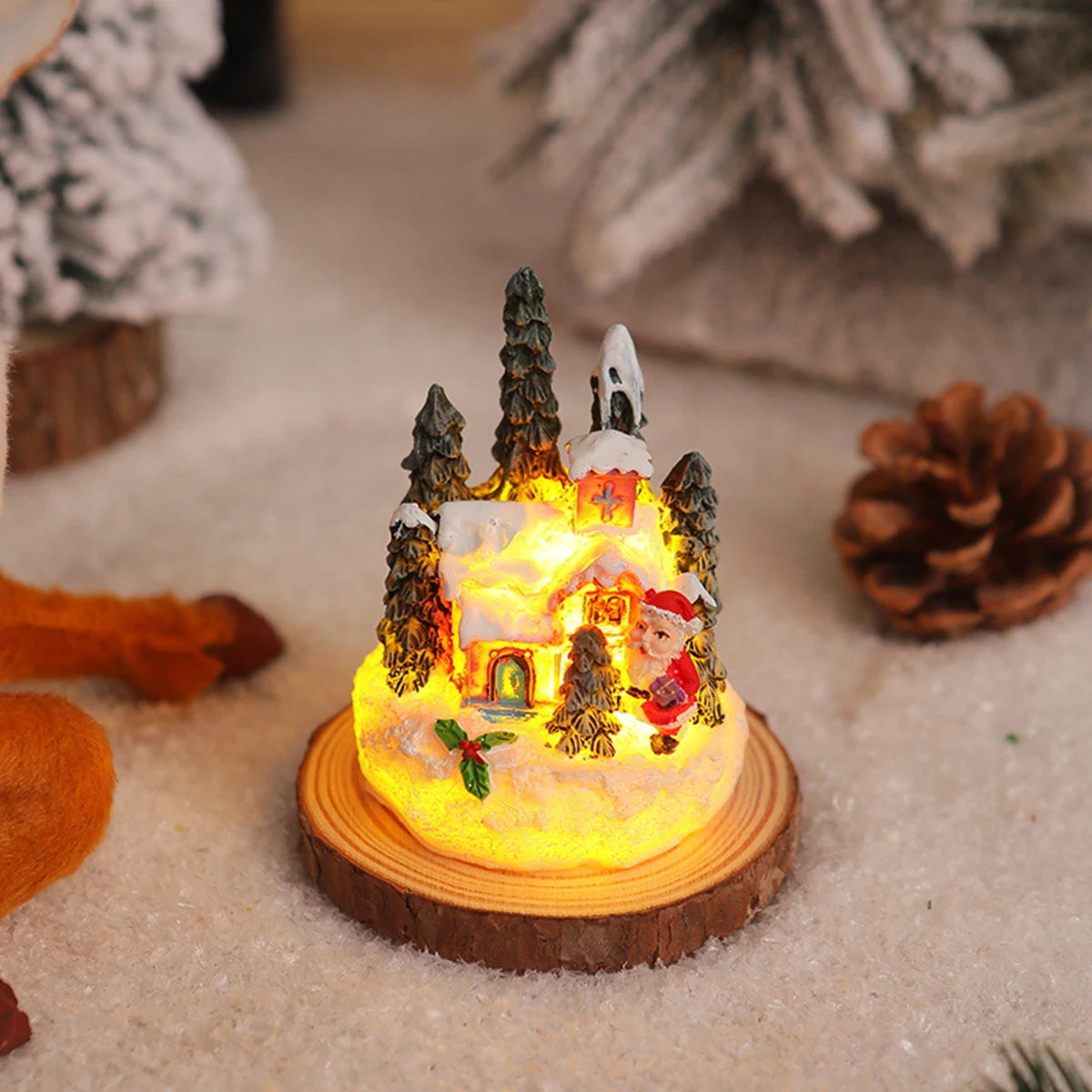 1/2pcsChristmas Resin Mini House Decor - Santa Snowman Tabletop Village, Cozy Xmas Must-have List Gift for Family