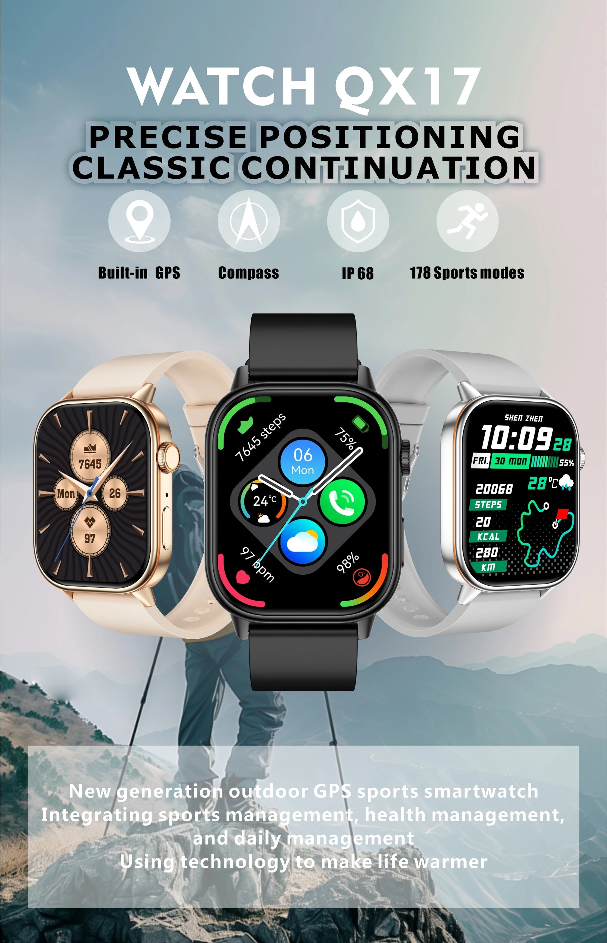 New smart watch for men and women HD AMOLED screen Heart Rate Bluetooth Call GPS tracking IP67 waterproof sports smart watch