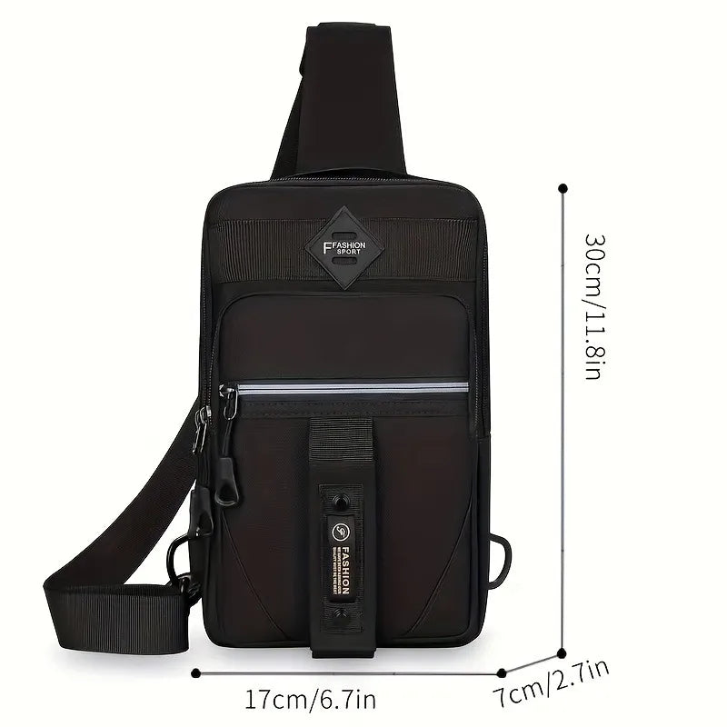 Men's Outdoor Chest Bag - Stylish Nylon Crossbody Bag, Casual Multi-Functional Sports Sling ,Multiple Compartments