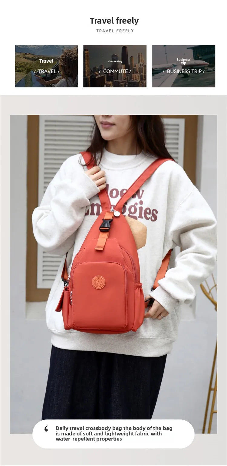 Korean Version of Nylon Fabric Fashion Trend Simple Casual Women Chest Bag with Large Capacity Multi-Functional Backpack 핸드백