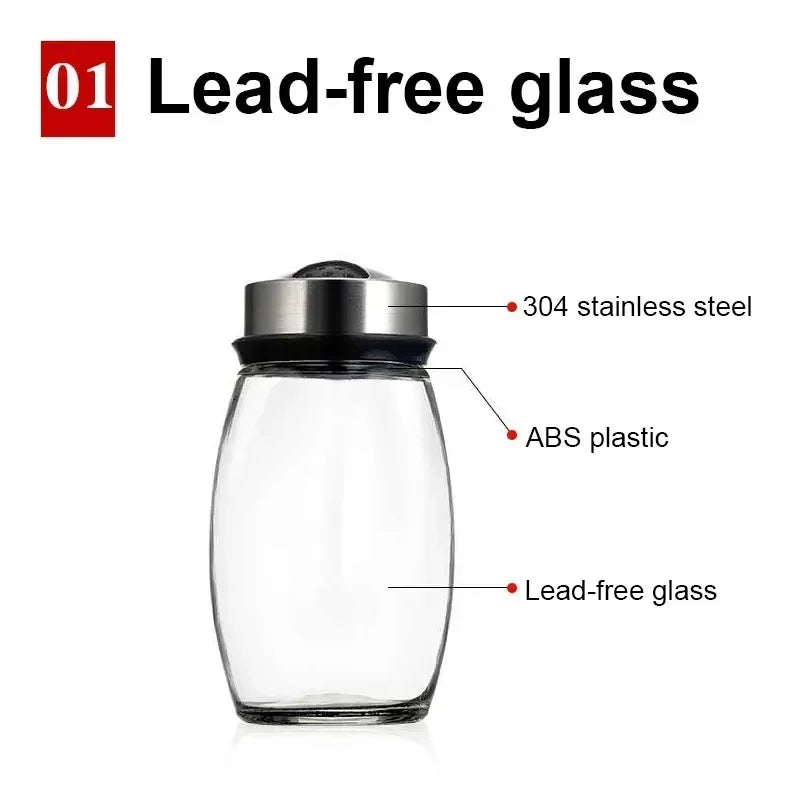 NEW Single Bottle Glass Jar and Spice Jar Set Rack Glass Seasoning Sugar Pepper Bottles Salt Shakers Holder Kitchen Storage Rack