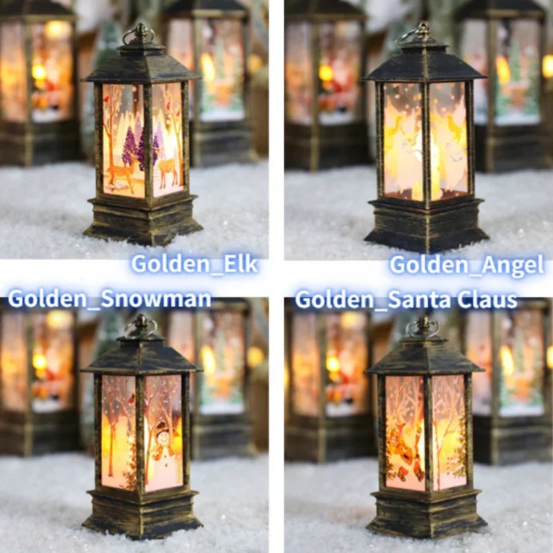 LED Night Lights Vintage Portable Oil Lamp Battery Powered Home Hanging Lanterns Child New Year Gift Christmas Party Decoration