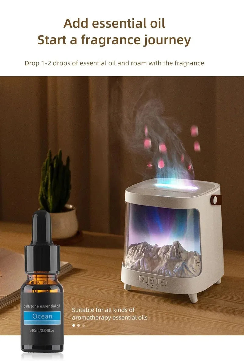 D631 Aurora Flame Humidifier Essential Oil Diffuser 200ml LED Light Remote Control Timing Spray USB-C