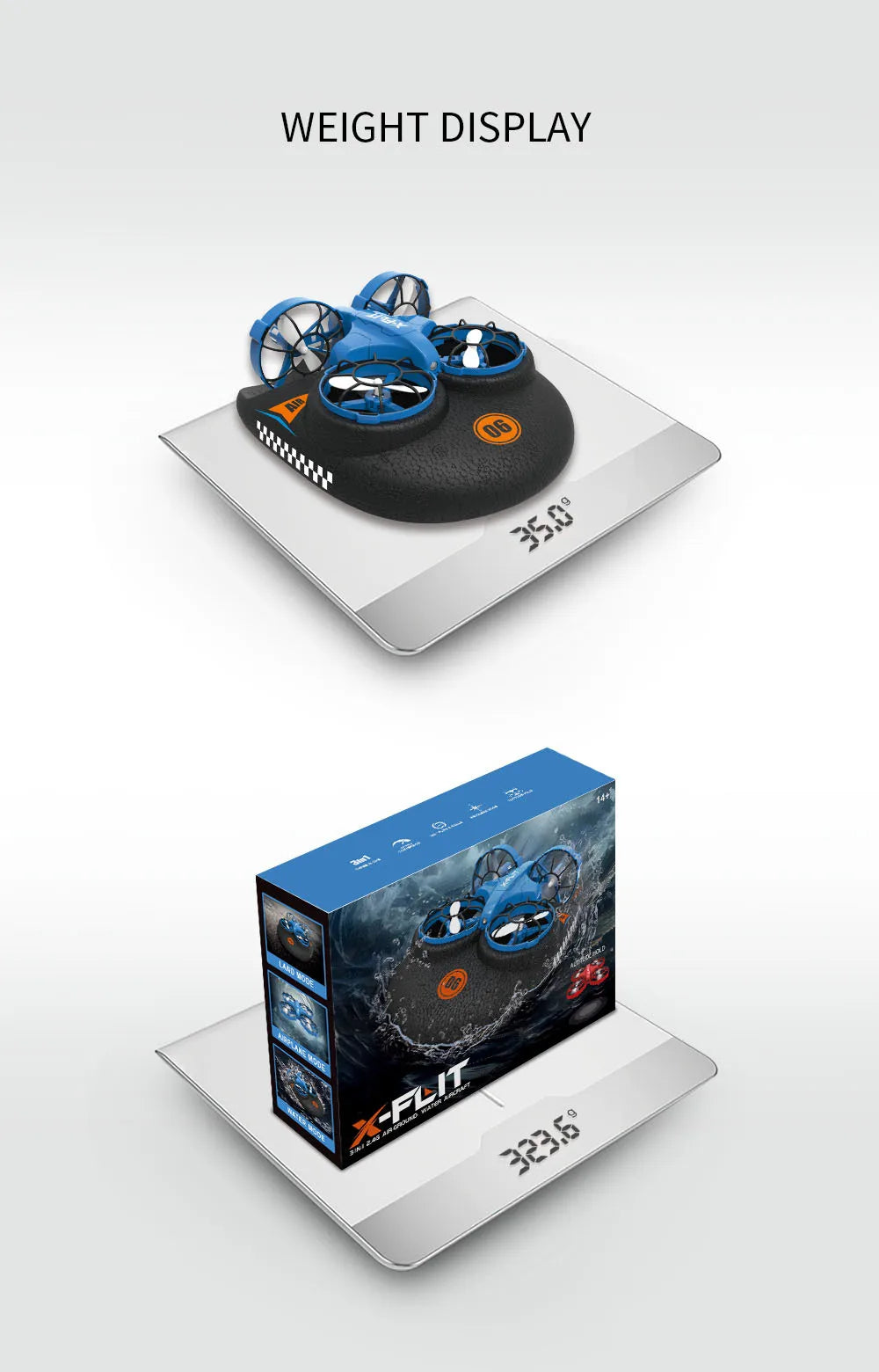 2.4G JJRC 4-rotor drone with multiple modes of gameplay, 360 ° rolling sea, land, and air three in one children's toy