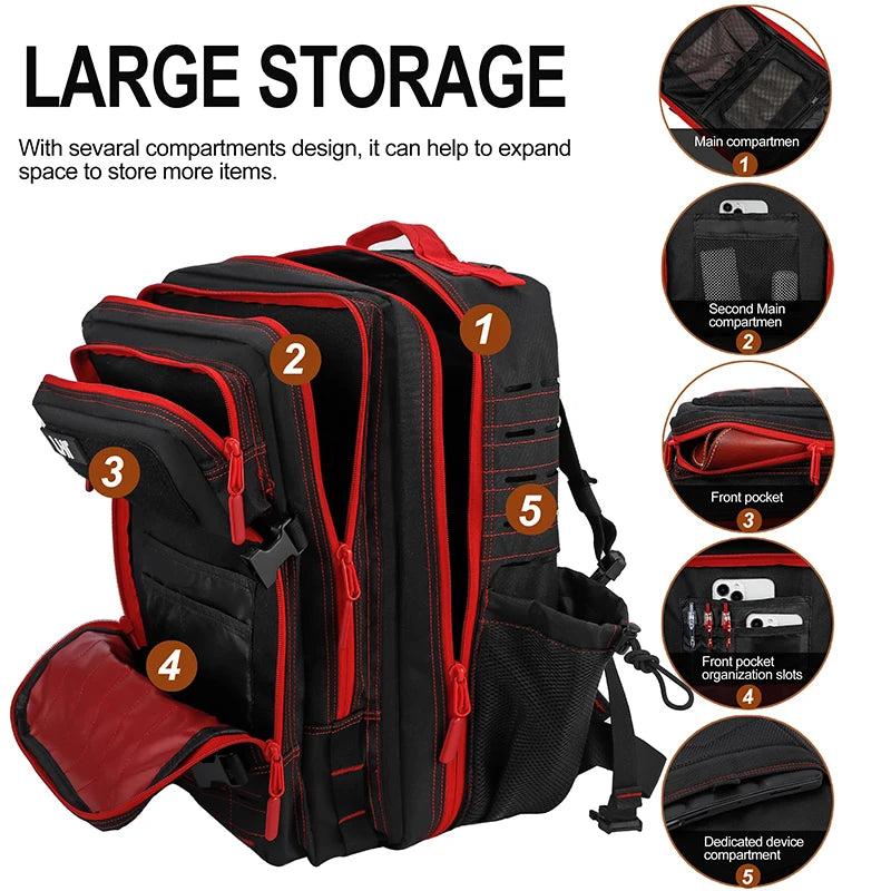 LHI 25L/35L/45L Gym Backapck Tactical Athlete Sports Fitness Bag Exercise Workout Weekend Travel Daypack with Bottle Holder