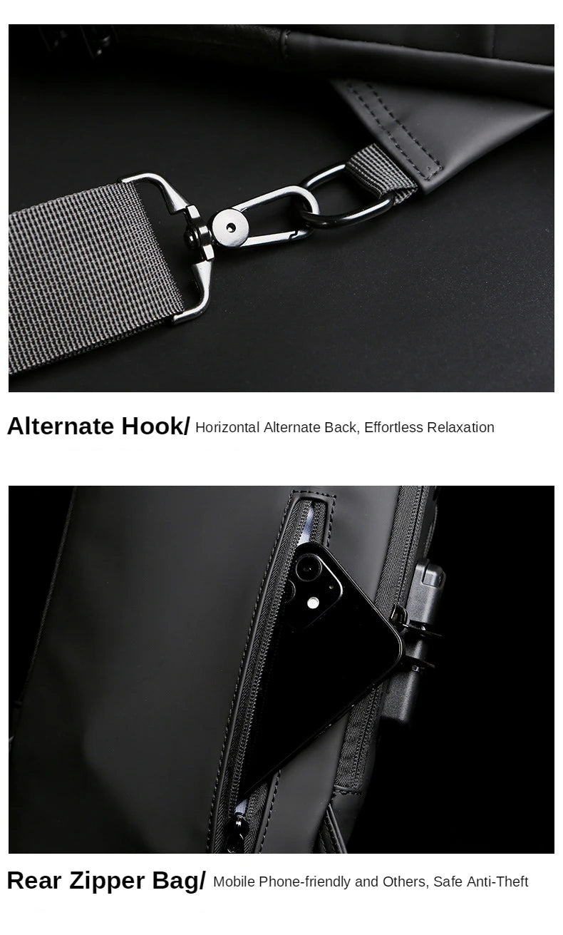 New Brand Designer Men Crossbody Bag PU Leather Classic Anti-Theft Shoulder Bag Chest Bag Multifunctional for Men