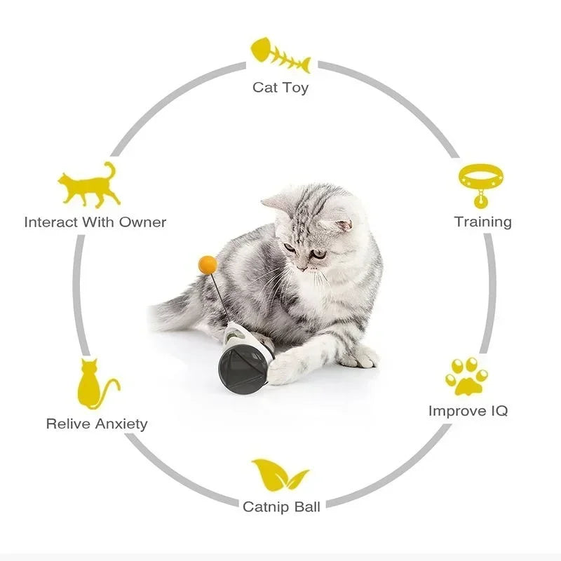 Funny Interactive Smart Toys for Cat, Kitten, Gatos - Unblocking Self - healing Balance Swing Car Pet Cat Toys