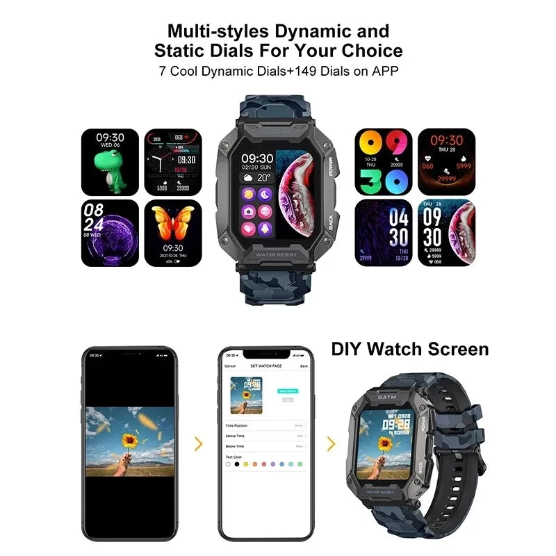 Smart Watch Men Swim IP68 ATM Waterproof Smart Clock Outdoor Sports Fitness Tracker Health Monitor Smartwatch For Android IOS