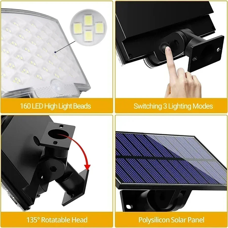 1-2pcs Super Bright 234LED Solar Light, IR Sensor Street Light, Decorative Wall Light, Multiple Switch Modes with Remote Control