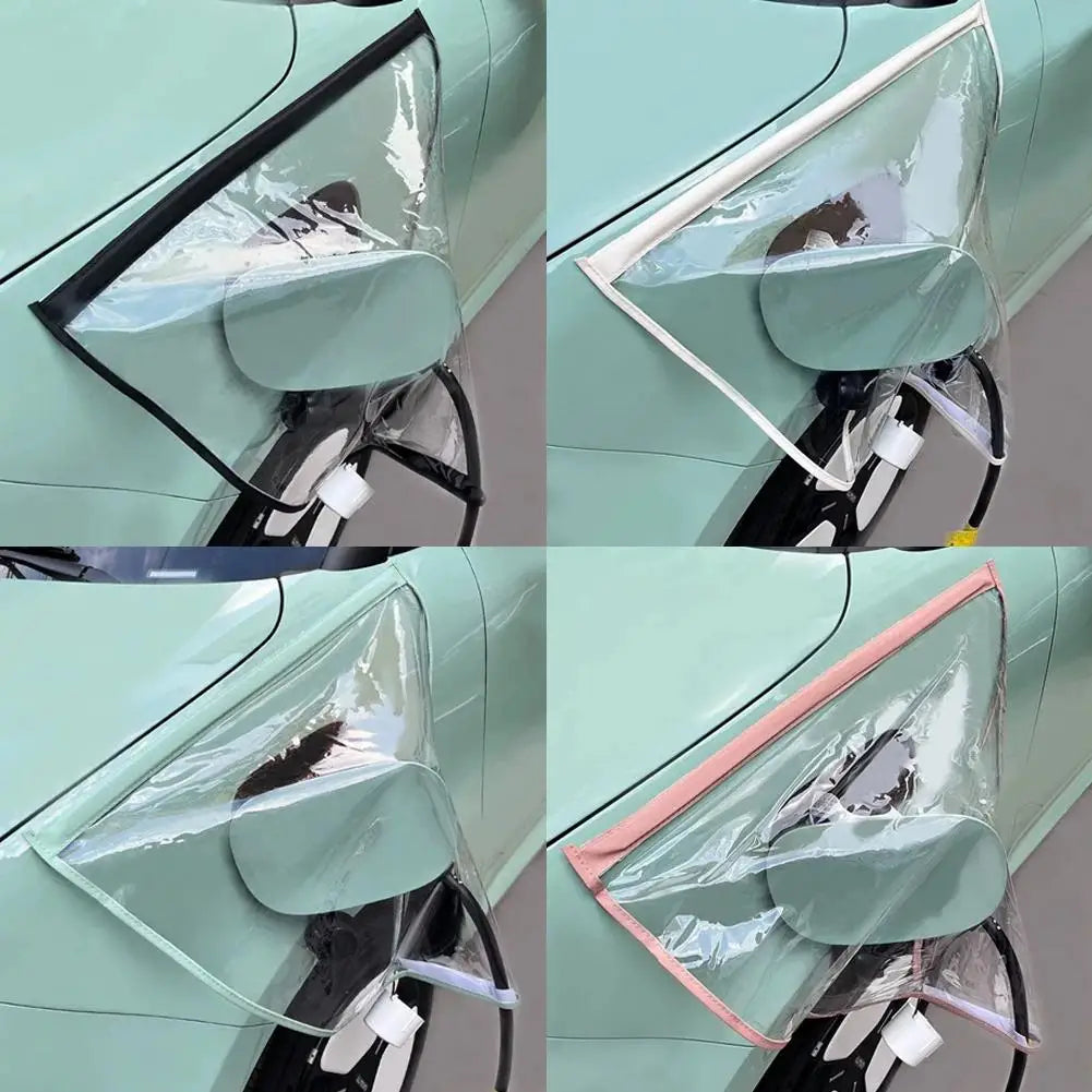 EV Charger Plug Rain Cover Magnet Transparent Charging Port Waterproof Protective Cover  Car Charging Accessories