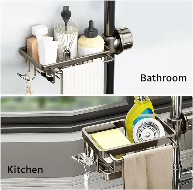 Kitchen Stainless Steel Sink Drainer Sponge Storage Faucet Rack Towel Rack Shelf Organizer Kitchen Accessories