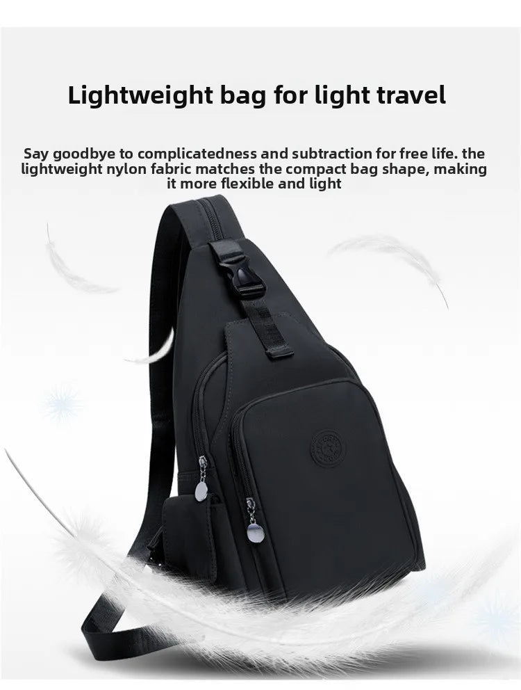 Korean Version of Nylon Fabric Fashion Trend Simple Casual Women Chest Bag with Large Capacity Multi-Functional Backpack 핸드백