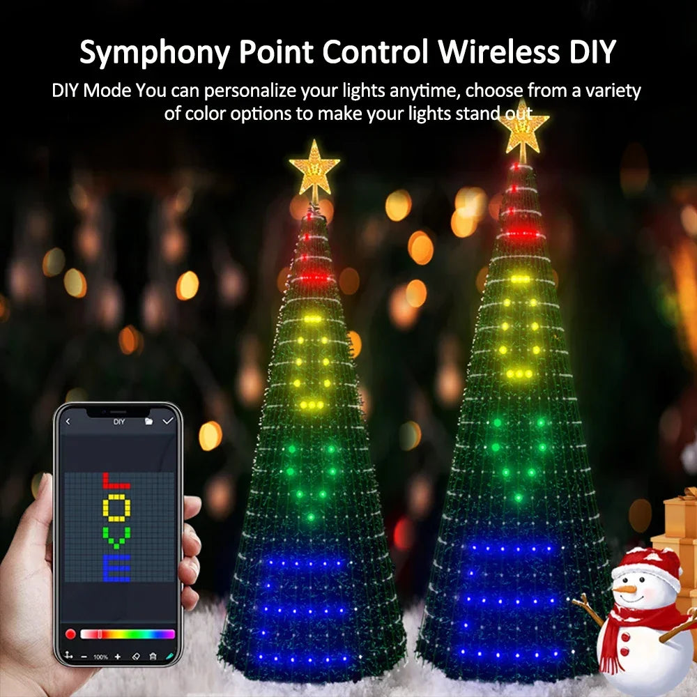 Christmas Tree Star Lights Smart RGB Christmas Light with Remote Timer Music Sync Bluetooth App Controlled Holiday Lighting